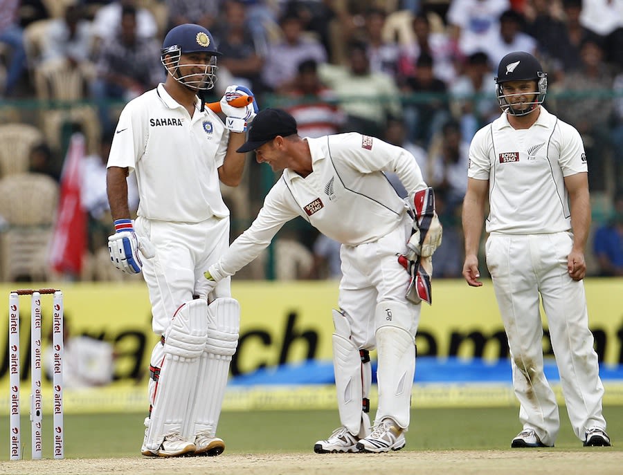 MS Dhoni lets Kruger van Wyk handle the ball