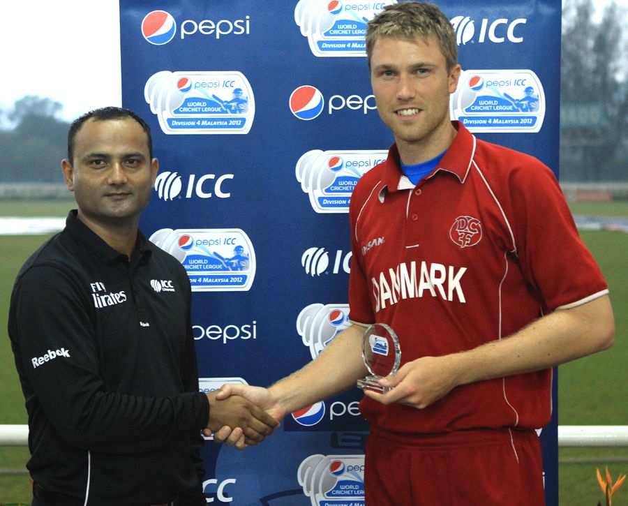 Michael Pedersen with the man-of-the-match award