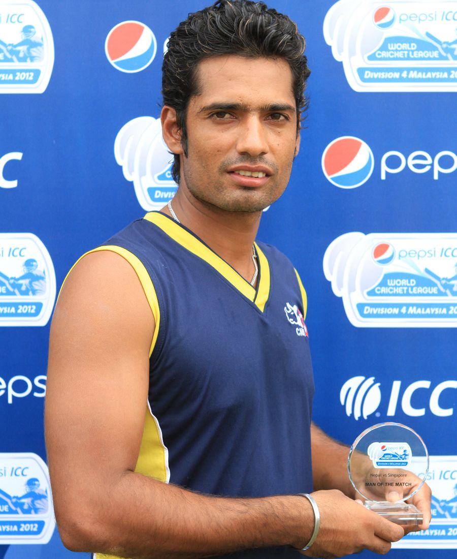 Nepal's Amrit Bhattarai with the man-of-the-match award