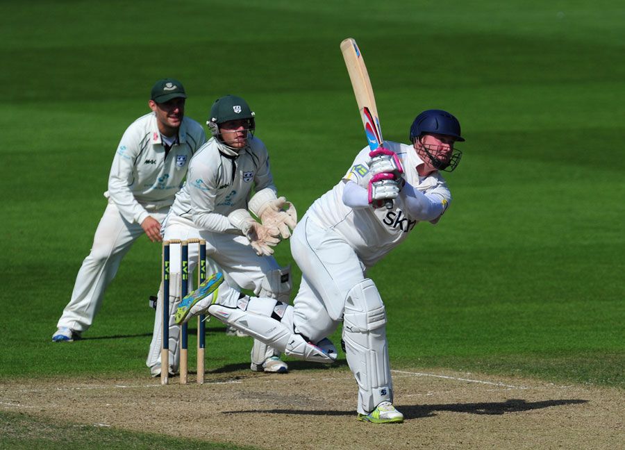 Ian Blackwell hits out on his way to a rapid 84