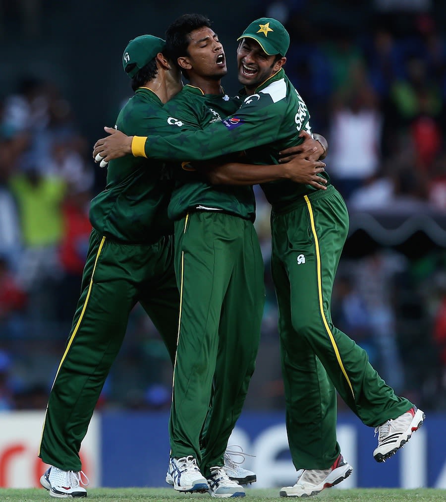 Raza Hasan celebrates the wicket of Shane Watson