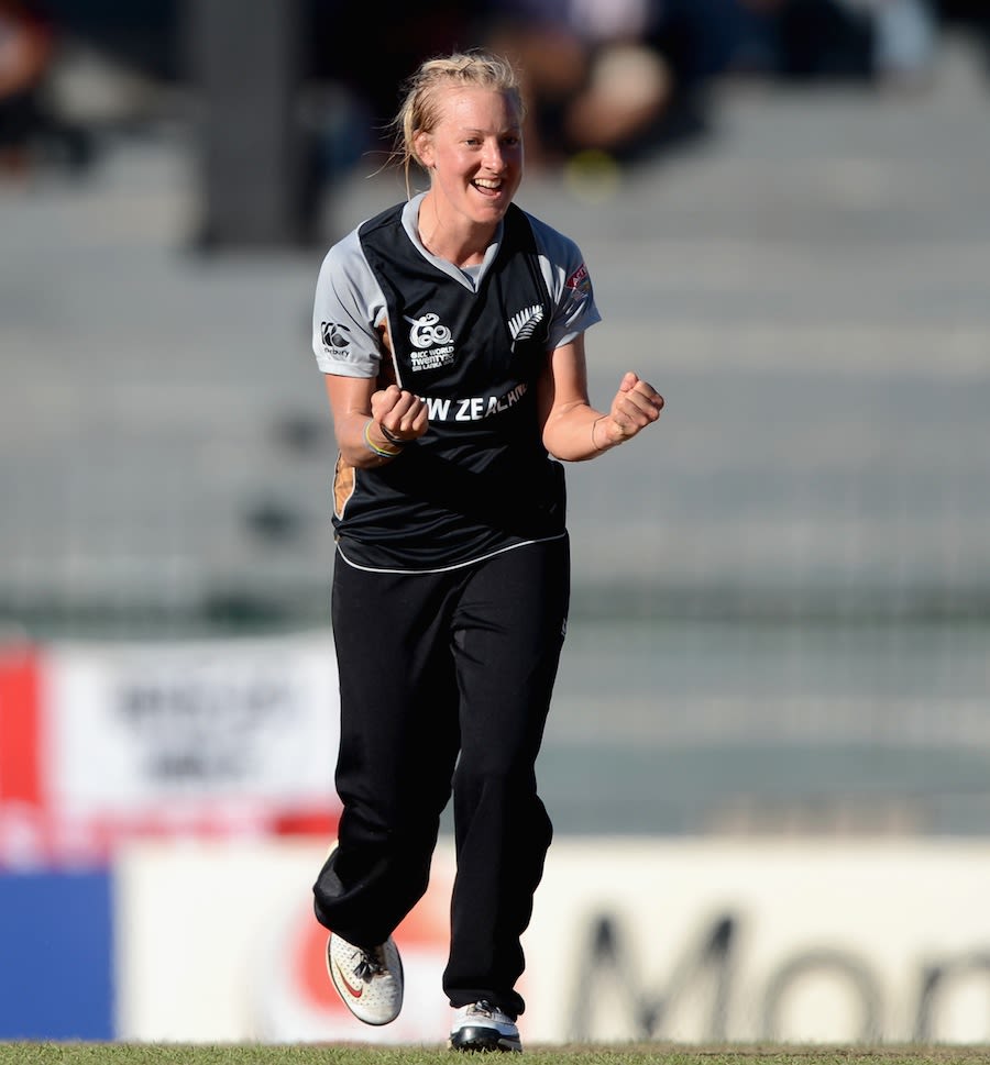 Sian Ruck is pumped after picking up a wicket