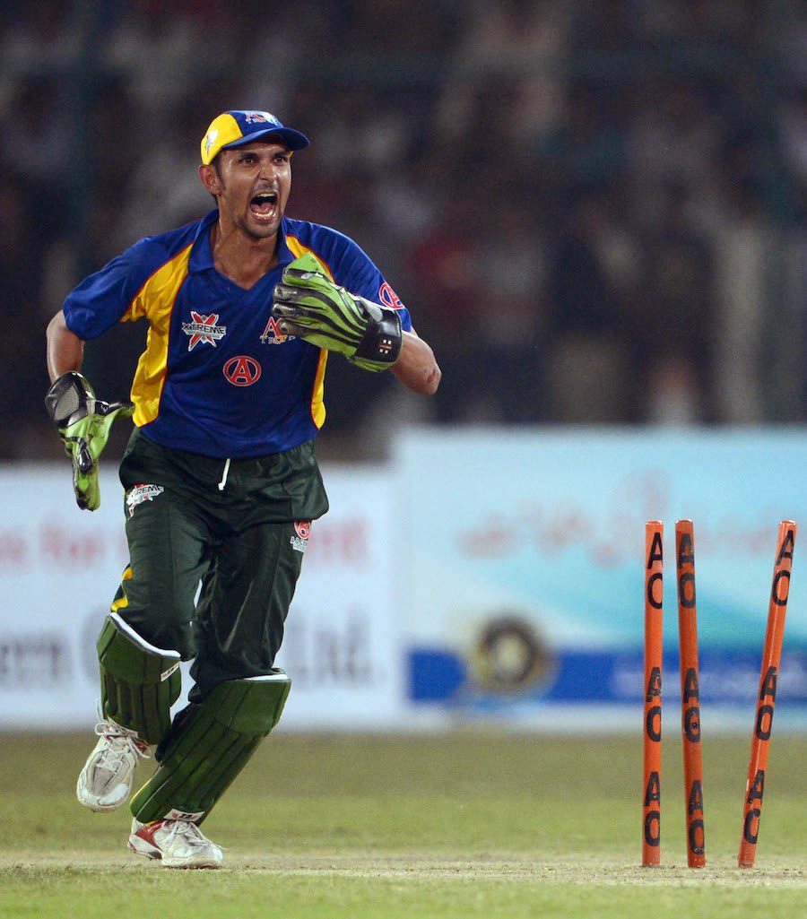 Zulqarnain Haider celebrates a wicket