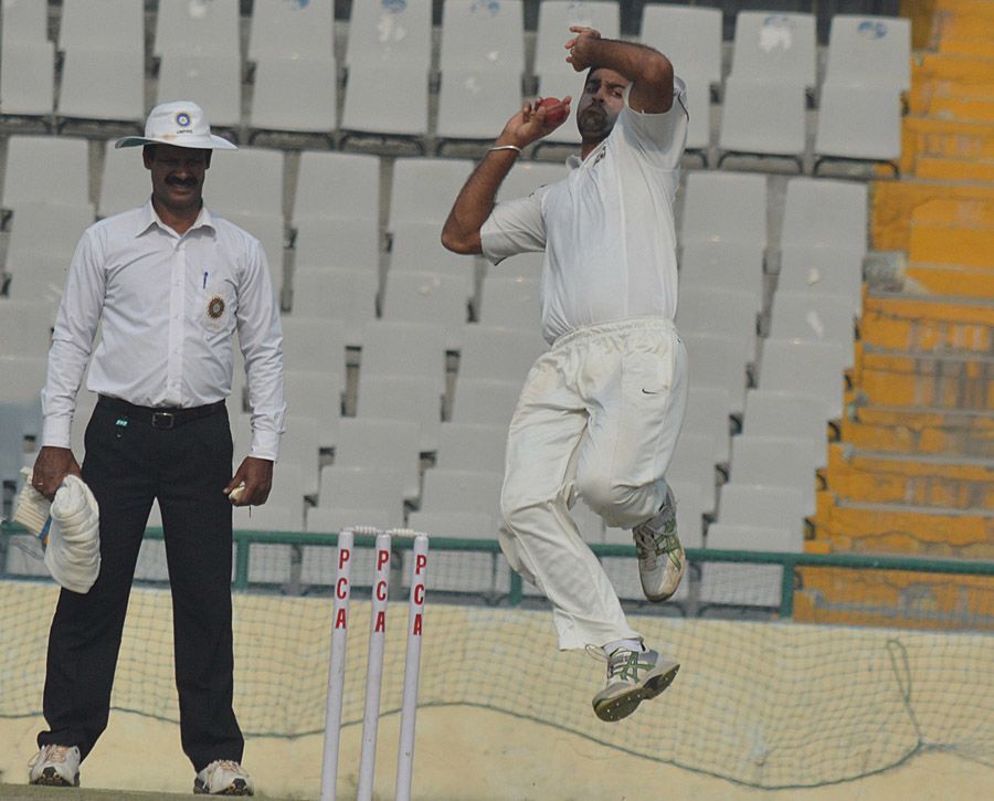 Manpreet Gony prepares to send down a delivery