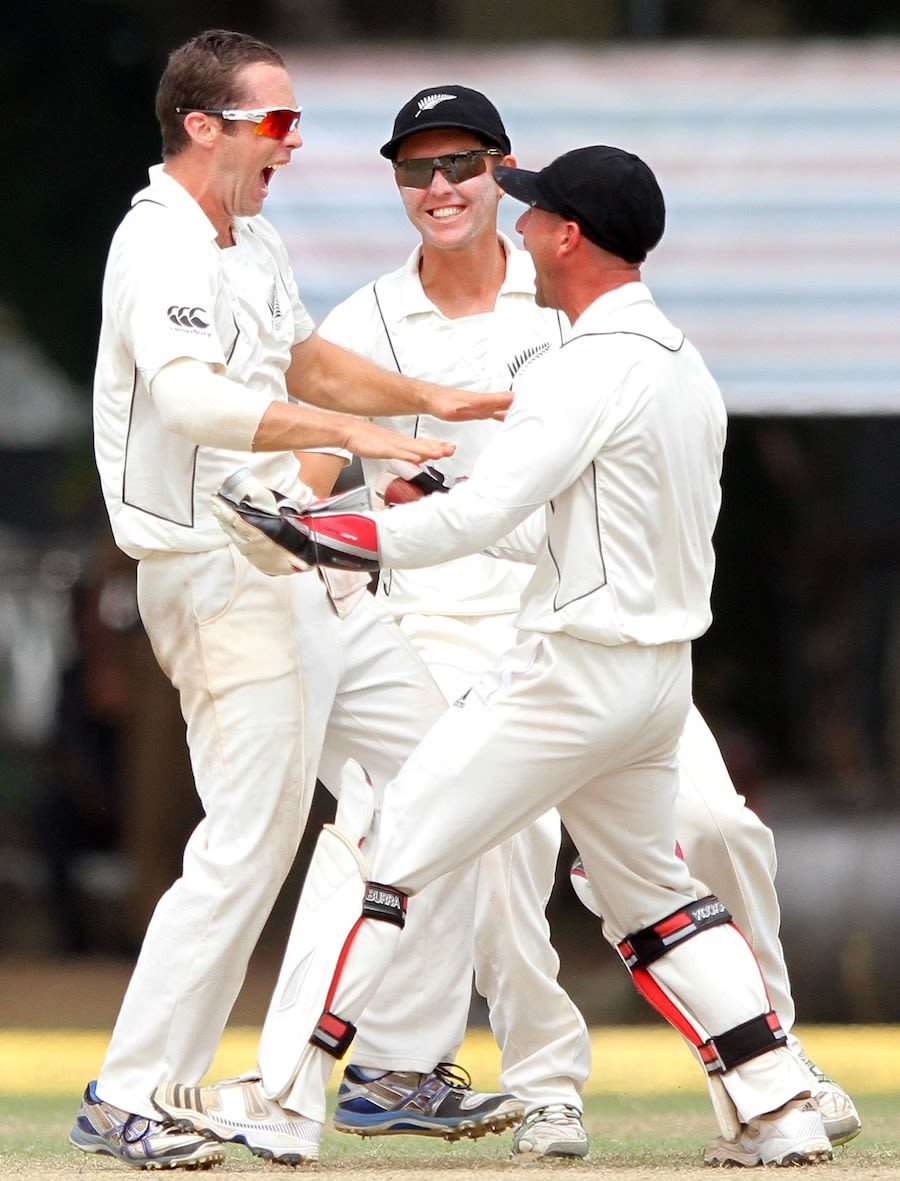 Todd Astle erupts after taking his first Test wicket