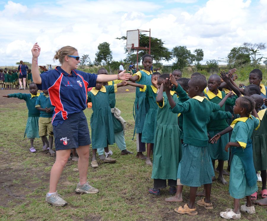 England spinner Holly Colvin coaching Kenyan children