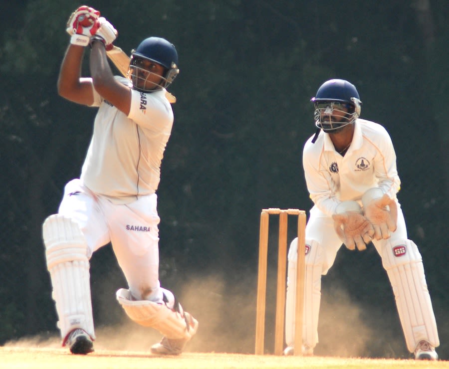 Mukul Dagar plays an aggressive shot during his knock of 65