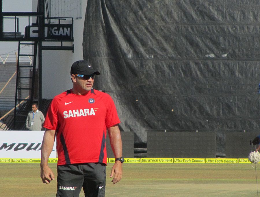 India's bowling coach Joe Dawes at practice