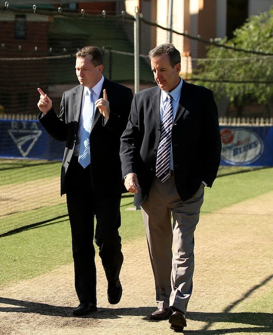 The former NSW Premier Nathan Rees with the NSW Cricket CEO Dave Gilbert