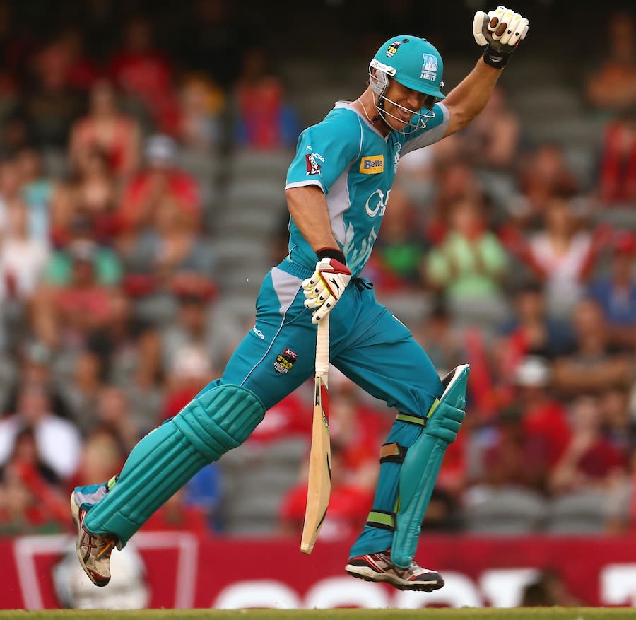 Luke Pomersbach celebrates reaching his century