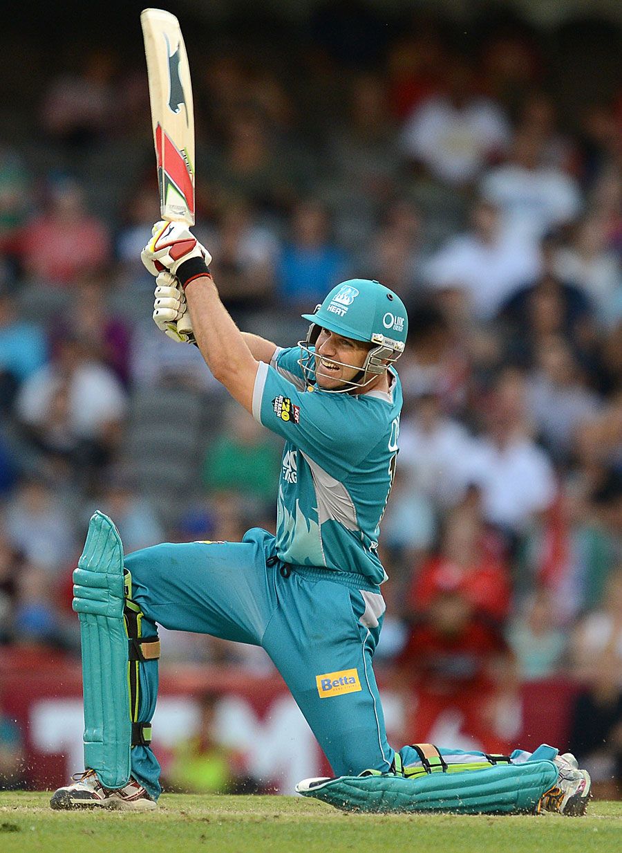 Luke Pomersbach smashes one straight during his century