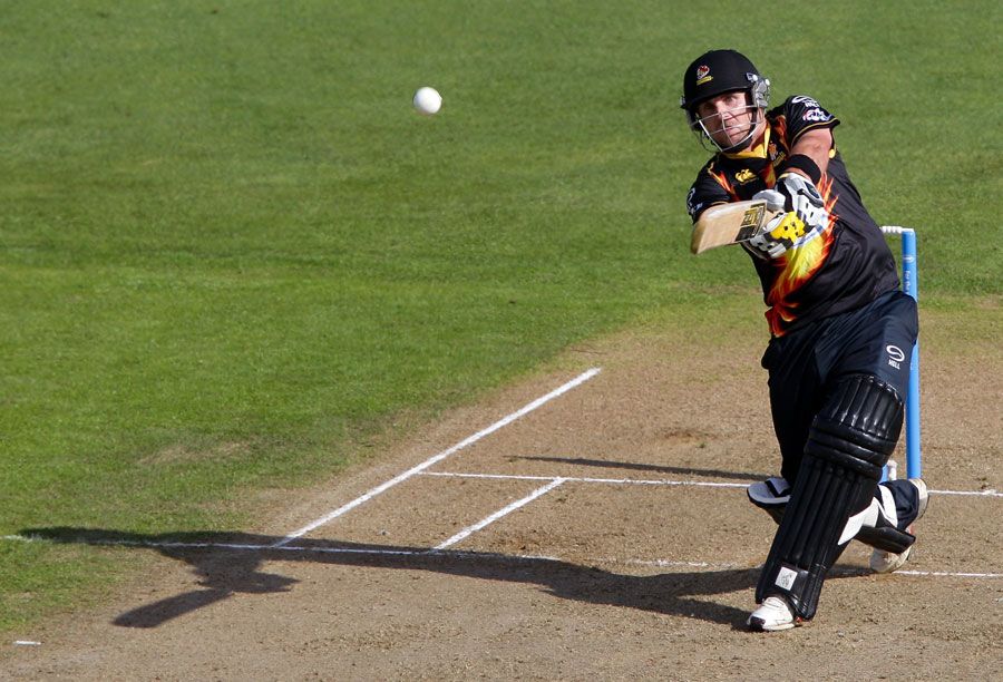 Michael Papps goes over the top on his way to 70 not out