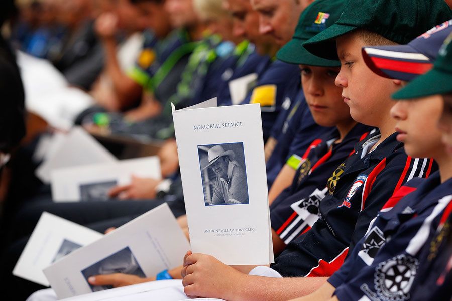 A booklet issued at Tony Greig's memorial service