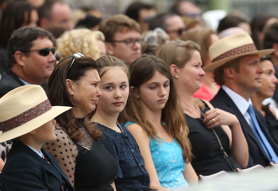 Tony Greig's family at his memorial service