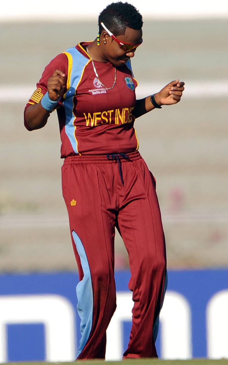 Natasha McLean breaks into a dance after a dismissal