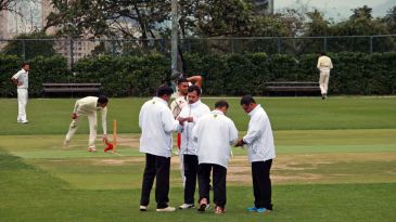 Umpire Ward stable after blow to head