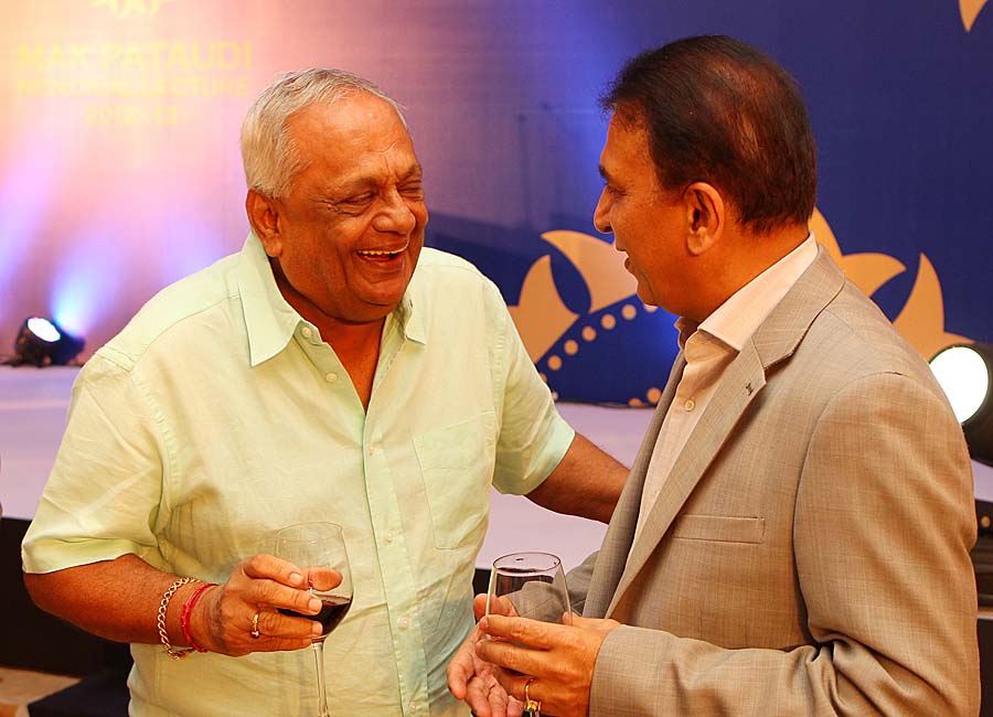 EAS Prasanna and Sunil Gavaskar at the MAK Pataudi Memorial Lecture
