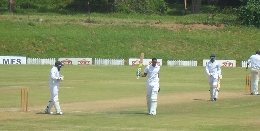 Timycen Maruma acknowledges the crowd after getting to a hundred