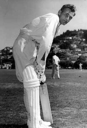 Sutcliffe displays his batting stance