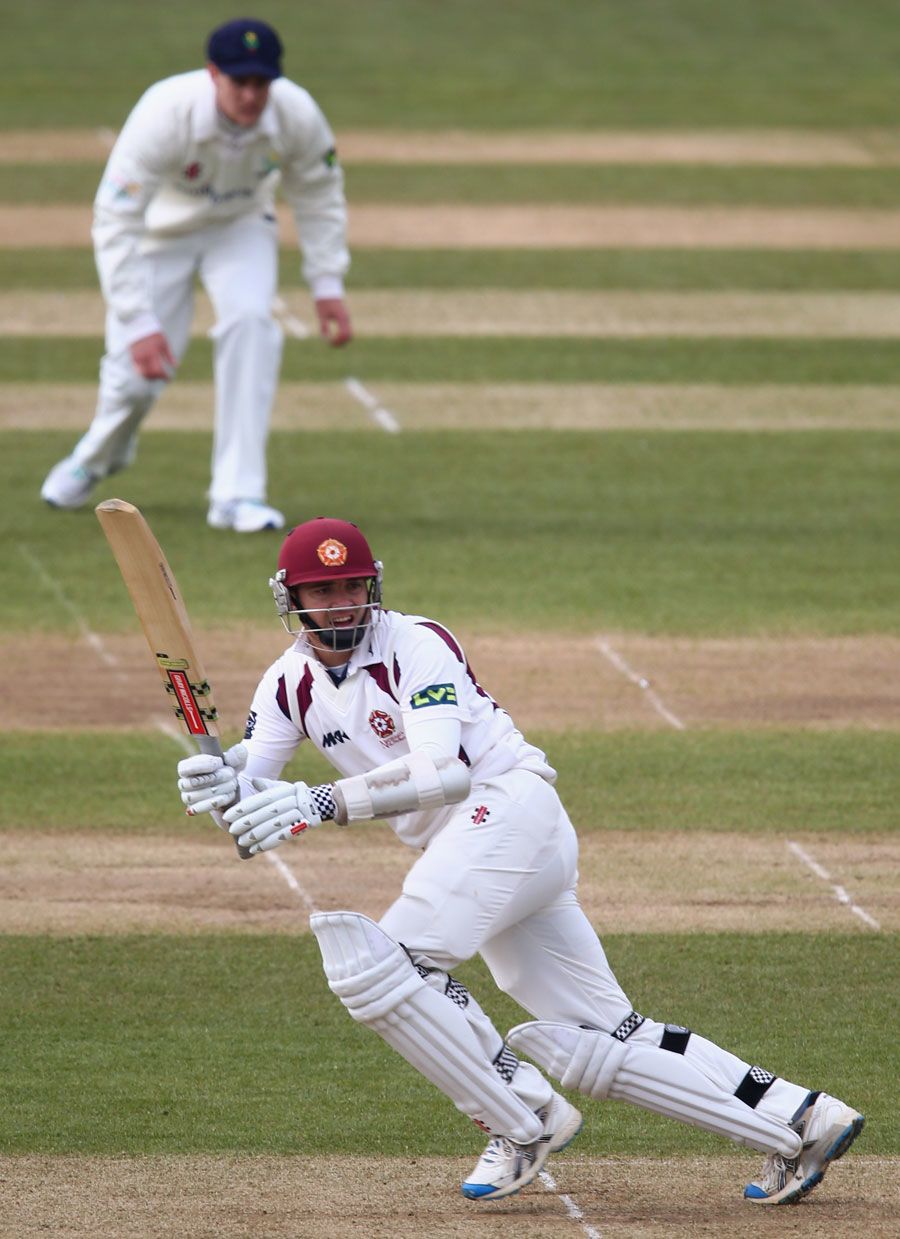 Stephen Peters turns the ball into the leg side