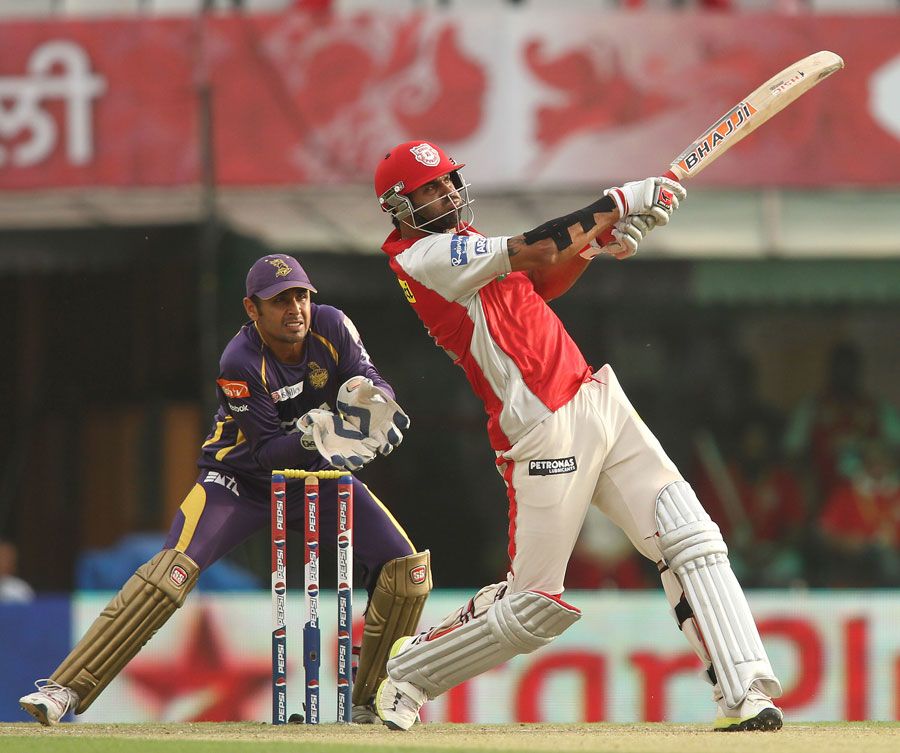Manpreet Gony hits a six over the on side