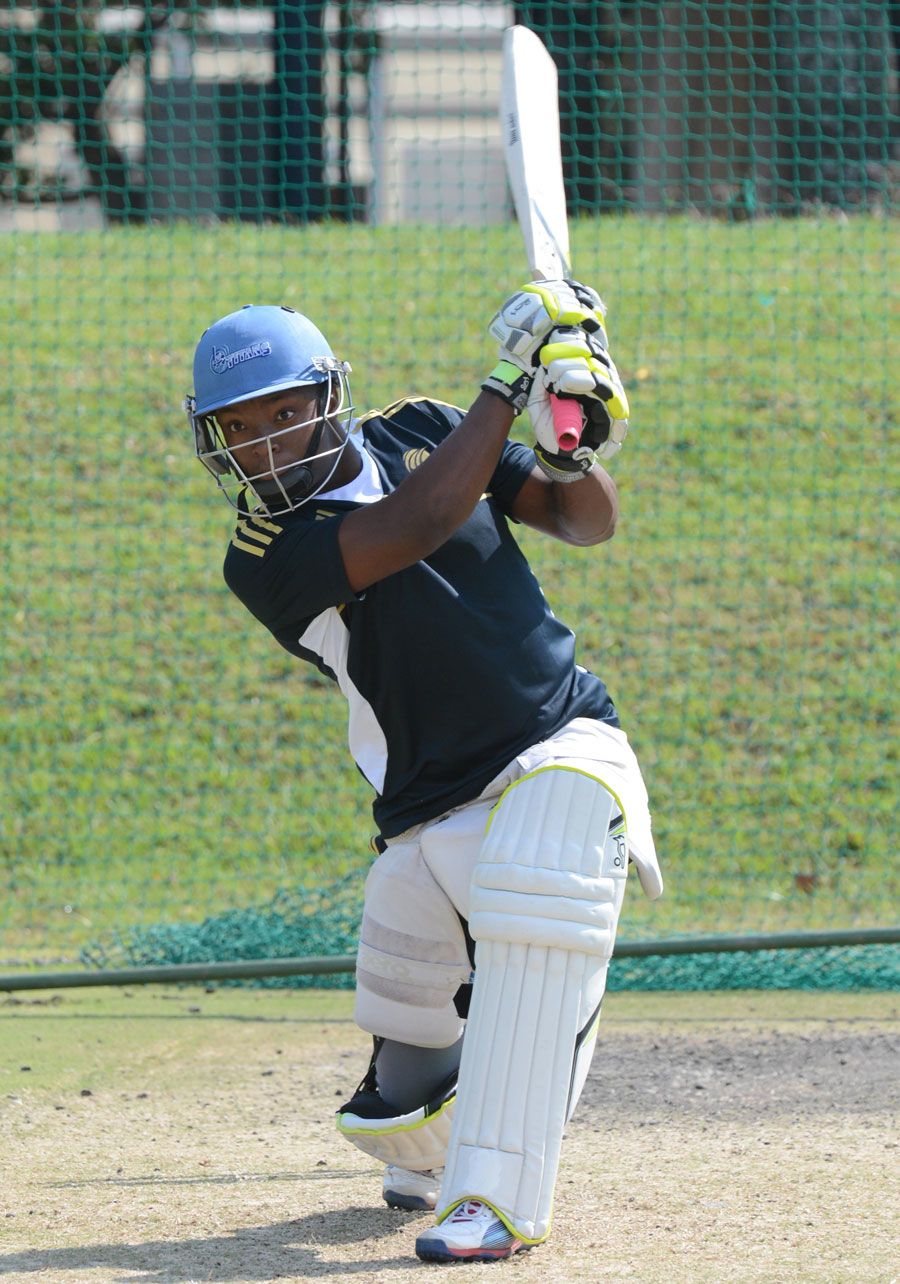 Mangaliso Mosehle drives at South Africa Emerging Squad's training session