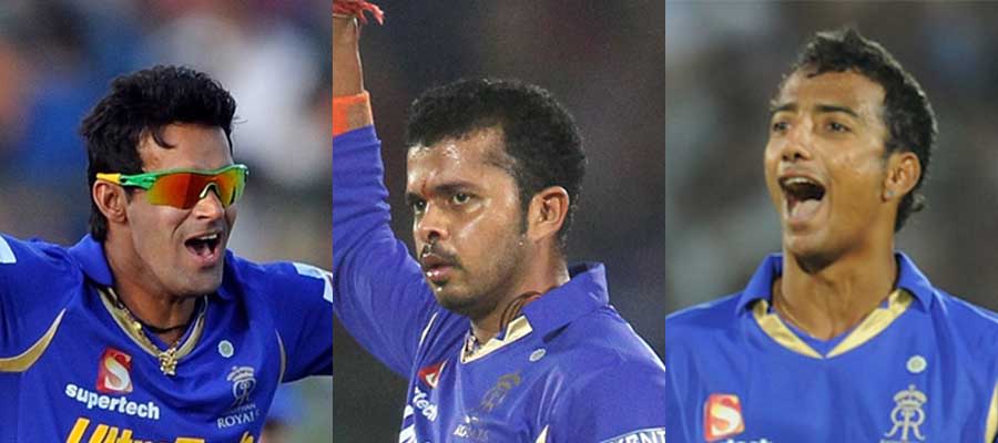 A composite image of Ajit Chandila, Sreesanth and Ankeet Chavan