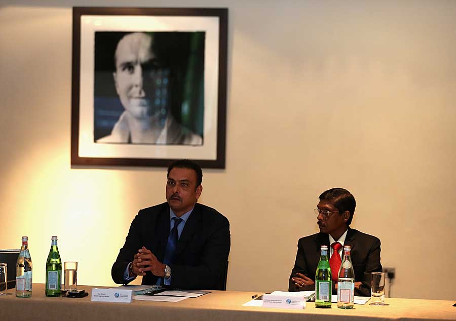 Ravi Shastri and L Sivaramakrishnan at the ICC Cricket Committee meeting at Lord's