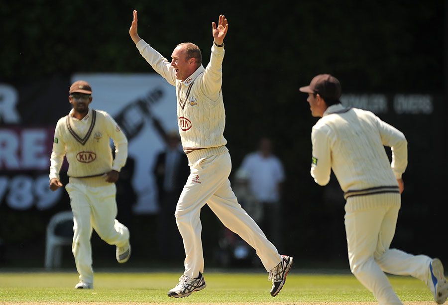 Gary Keedy celebrates the wicket of Ian Westwood