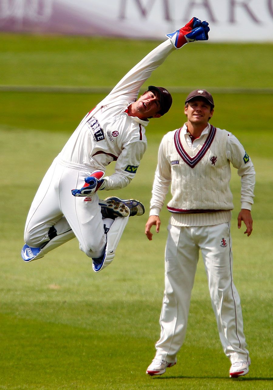 Alex Barrow leaps for a take