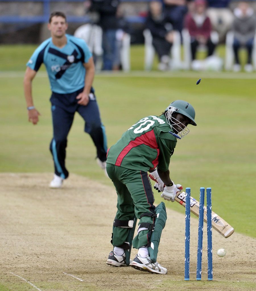 Rob Taylor bowled Nelson Odhiambo for 17