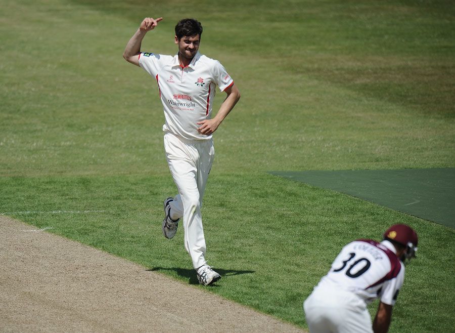Kyle Hogg celebrates bowling Kyle Coetzer