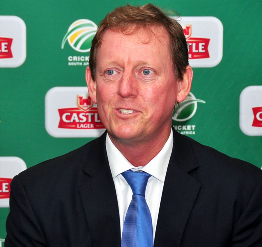 Andrew Hudson, convener of South Africa's selection committee, talks to the media