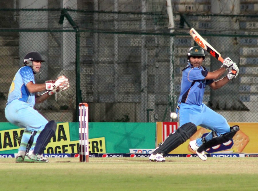 Abdul Razzaq cuts the ball square