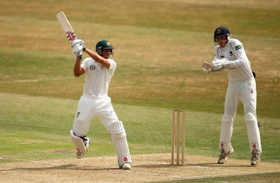 Usman Khawaja cuts during his innings of 40