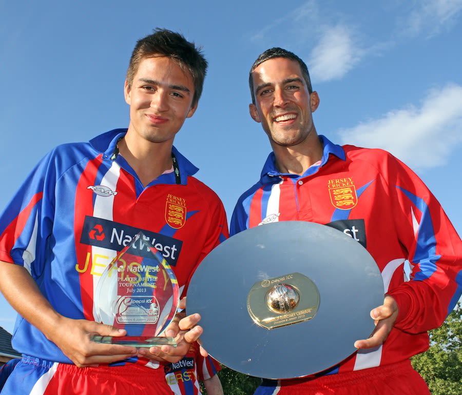 Ben Stevens and Peter Gough pose with the trophies