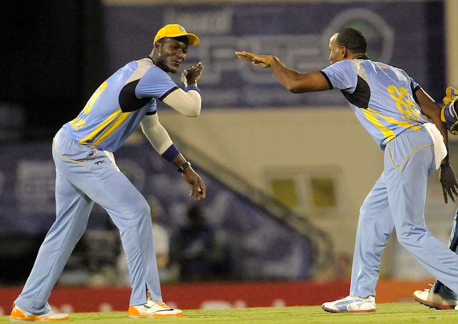Darren Sammy and Garey Mathurin break into a dance