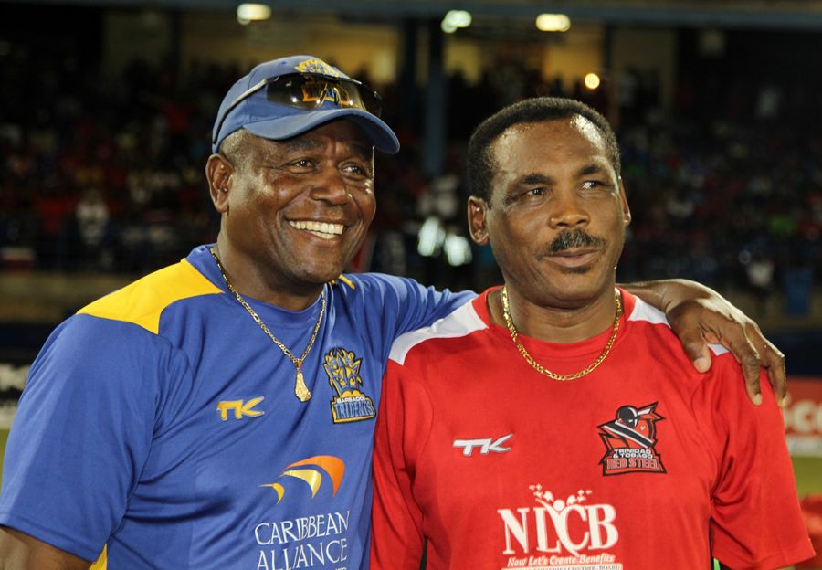 Desmond Haynes and Gordon Greenidge follow the action