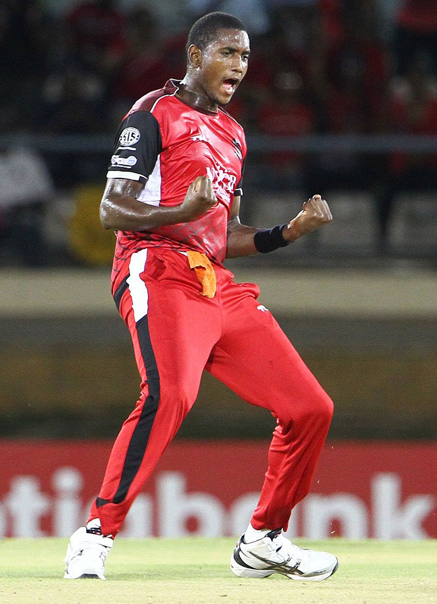 Delorn Johnson celebrates a strike
