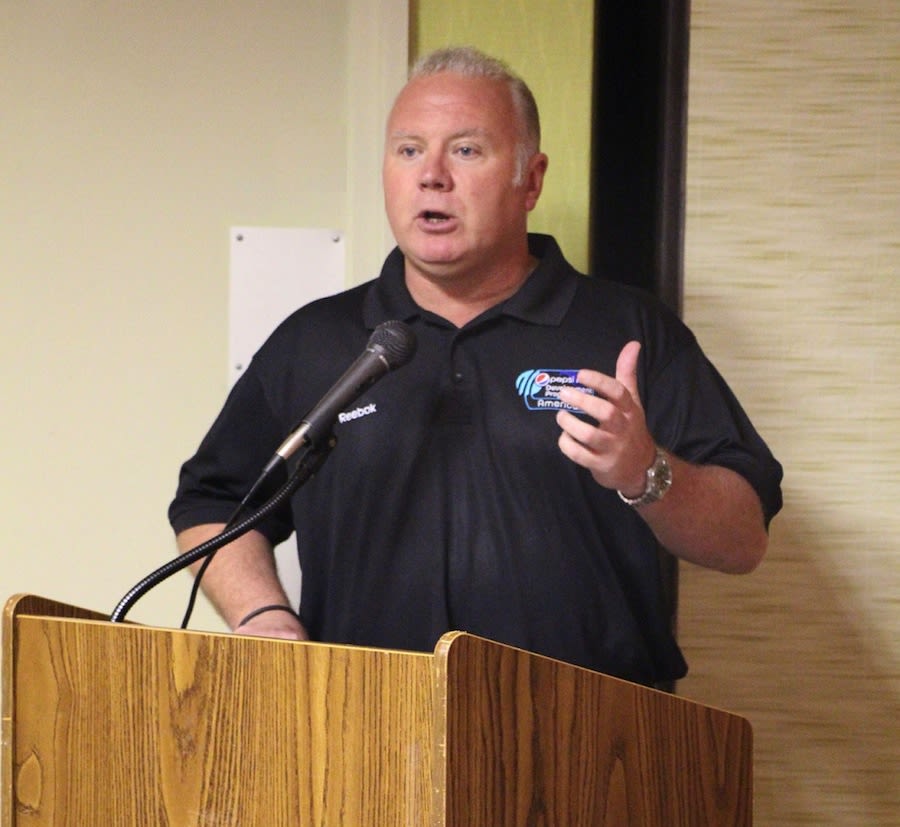 Andy Pick talks during the ICC Americas Division One Twenty20 tournament
