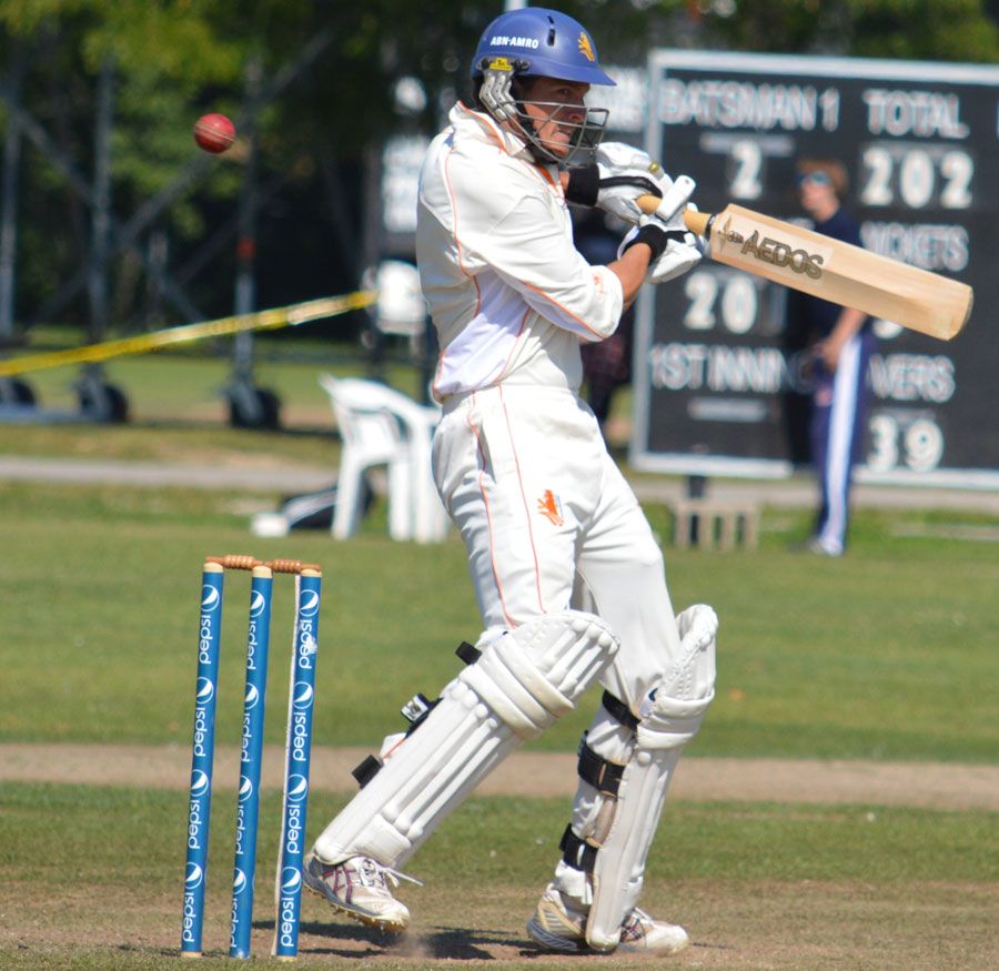 Eric Szwarczynski edges behind to the wicketkeeper Ashish Bagai