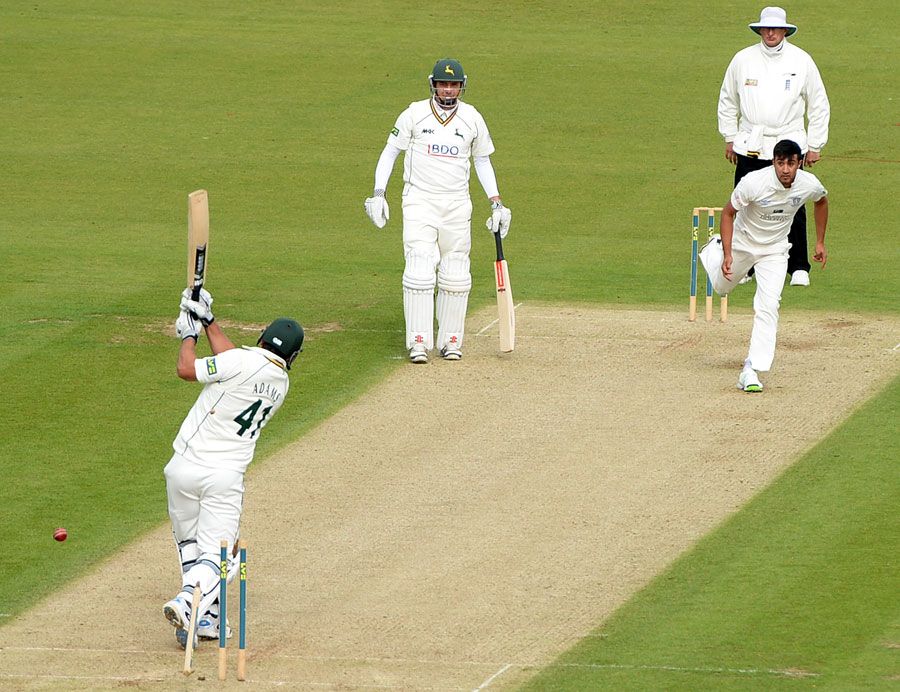 Andre Adams lost his leg stump to Usman Arshad
