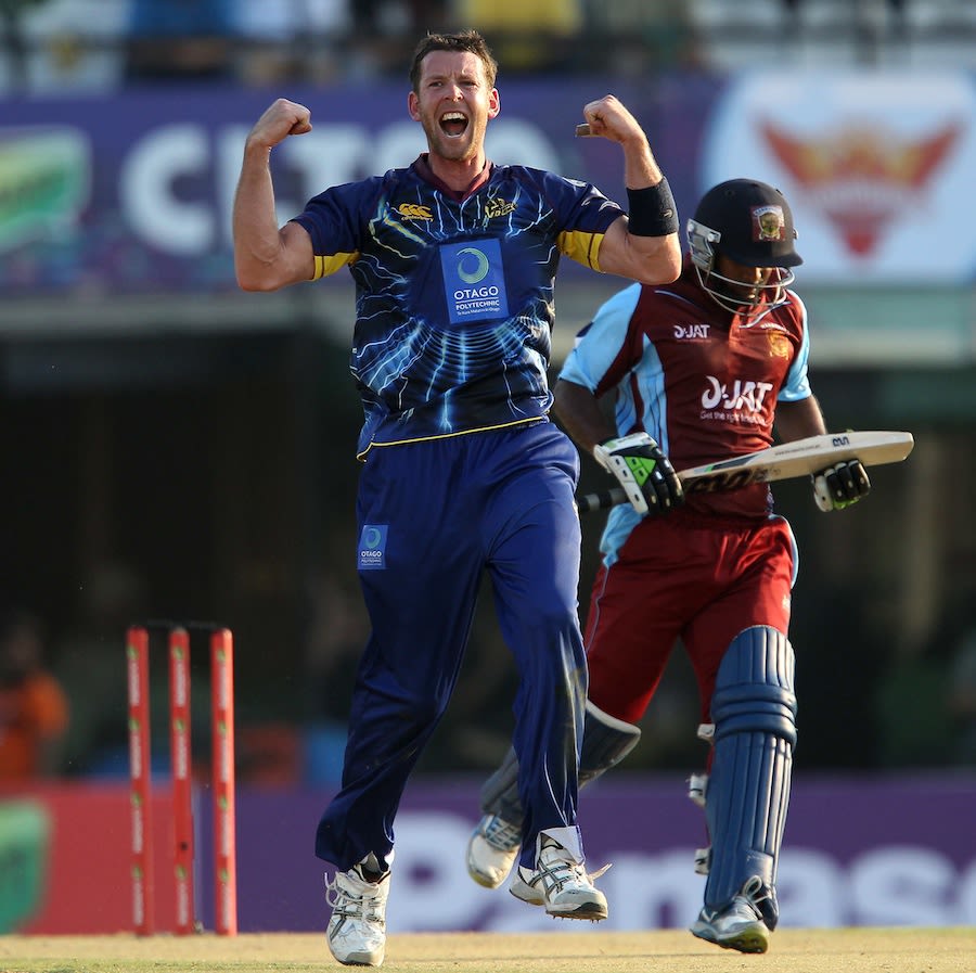 Ian Butler is pumped after trapping Chamara Silva in front