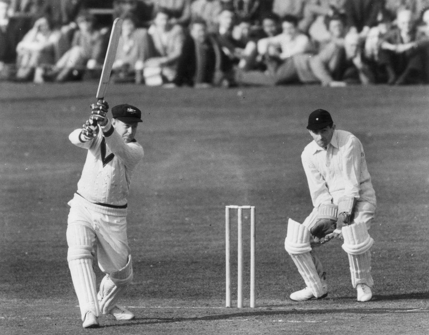 Arthur Morris drives while playing against East Molesley in Surrey
