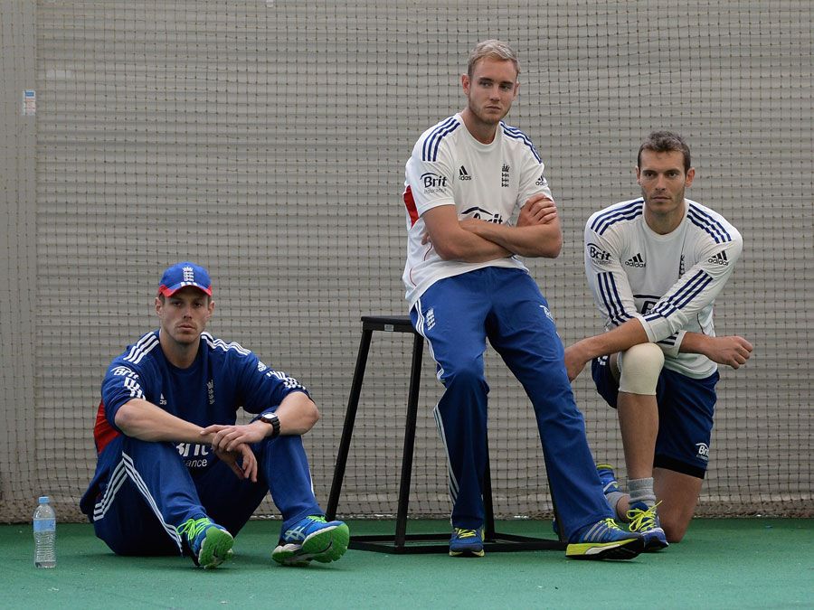 Boyd Rankin, Stuart Broad and Chris Tremlett take a break