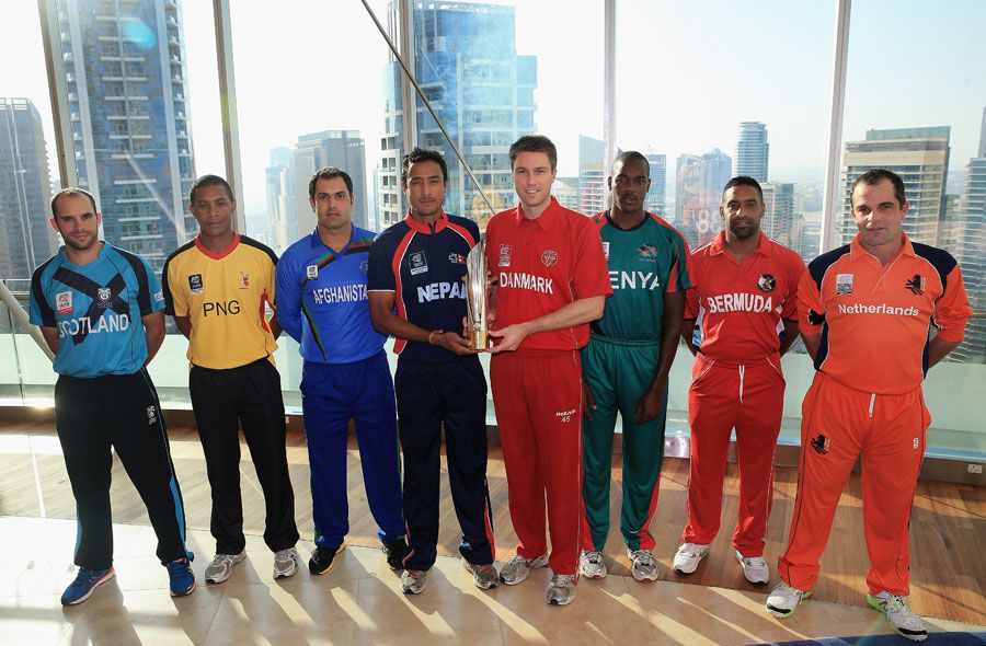 The various captains pose with World Twenty20 Qualifiers trophy