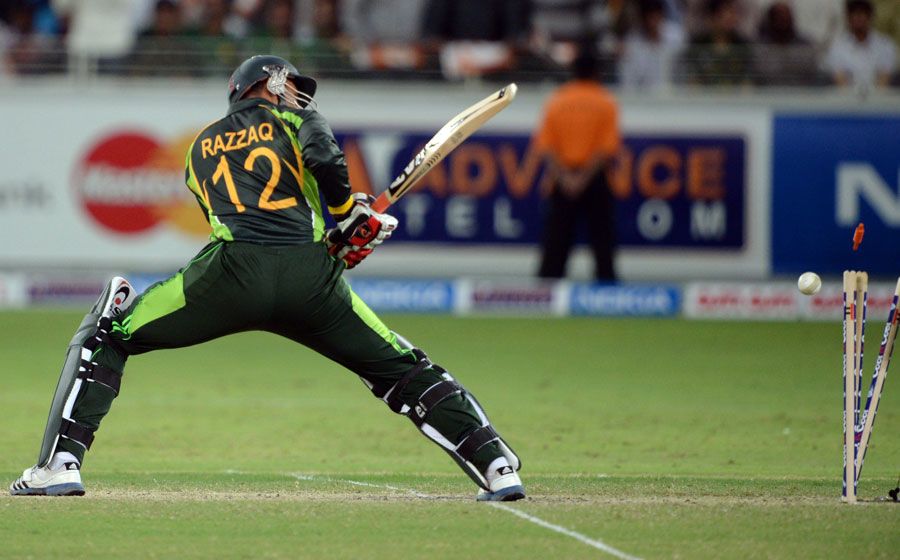 Abdul Razzaq was bowled off the first ball