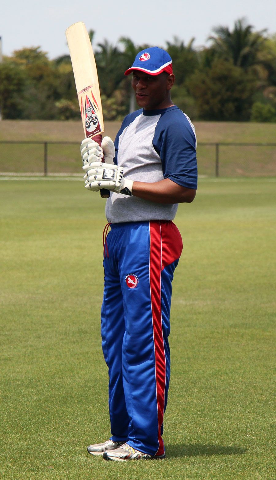 Neil McGarrell prepares to bat during a practice session