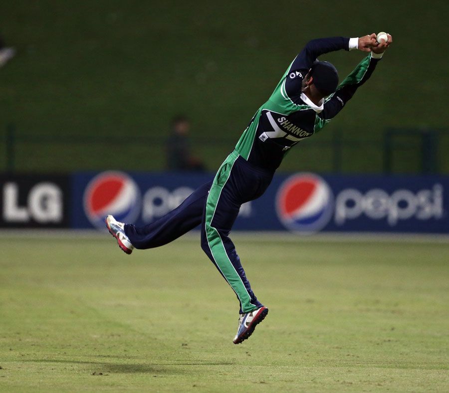 James Shannon takes a diving catch