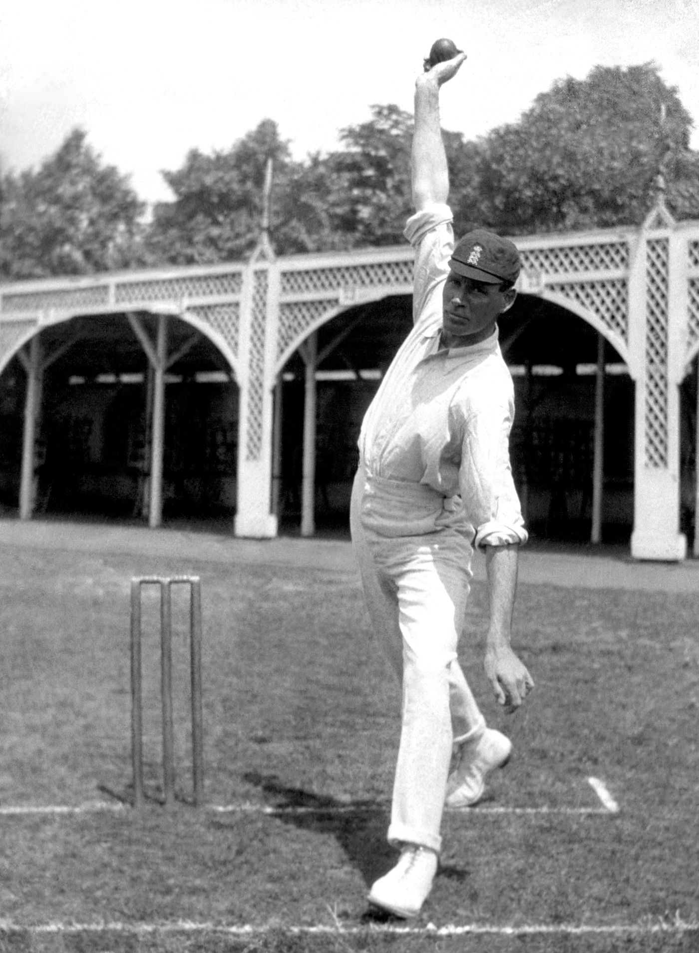 Sydney Barnes demonstrates his bowling action